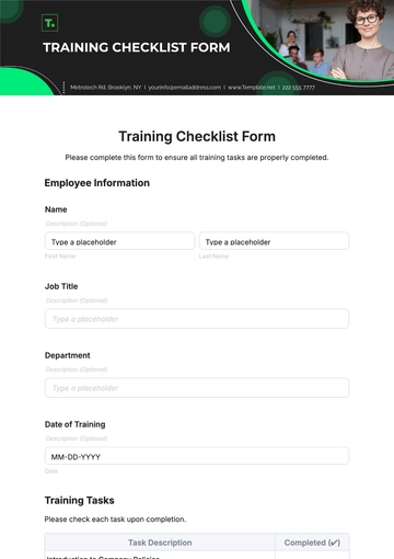 Free Training Checklist Form Template to Edit Online
