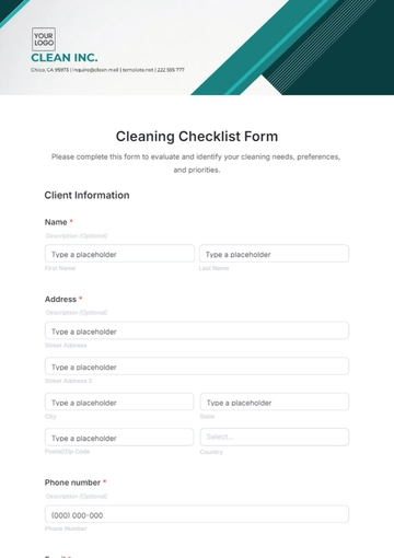 Free Cleaning Checklist Form Template to Edit Online