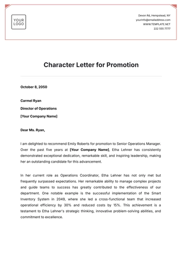 Free Character Letter for Promotion Template to Edit Online