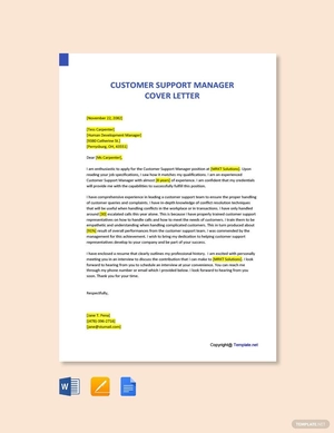 Customer Support Manager Cover Letter