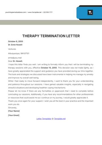 Free Therapy Termination Letter Template to Edit Online