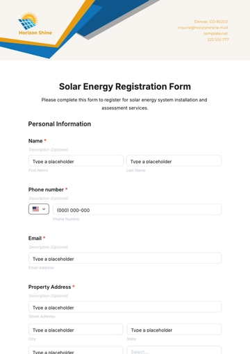 Free Solar Energy Registration Form Template to Edit Online