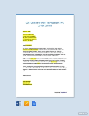 Customer Support Representative Cover Letter