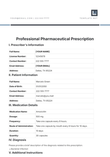 Free Professional Pharmaceutical Prescription Template to Edit Online