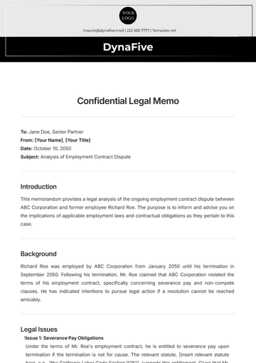 Free Confidential Legal Memo Template to Edit Online