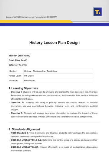 Free History Lesson Plan Design Template to Edit Online