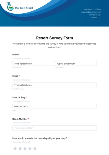 Free Resort Survey Form Template to Edit Online