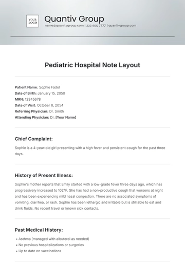 Free Pediatric Hospital Note Layout Template to Edit Online