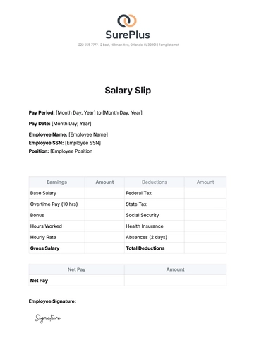 Free Salary Slip Template to Edit Online | Template.net