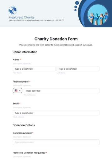Free Charity Donation Form Template to Edit Online