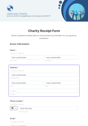 Free Charity Receipt Form Template to Edit Online