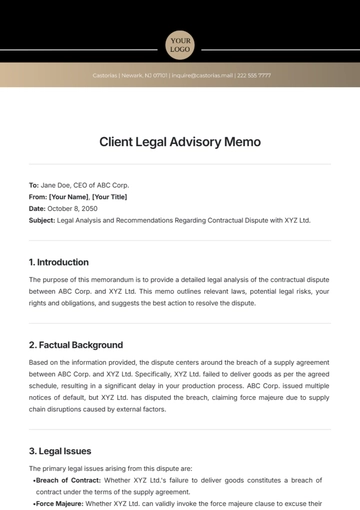 Free Client Legal Advisory Memo Template to Edit Online