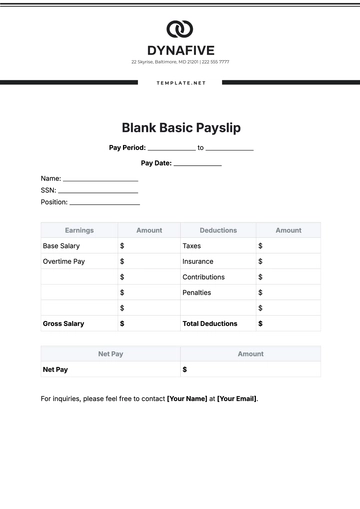 Free Blank Basic Payslip Template to Edit Online | Template.net