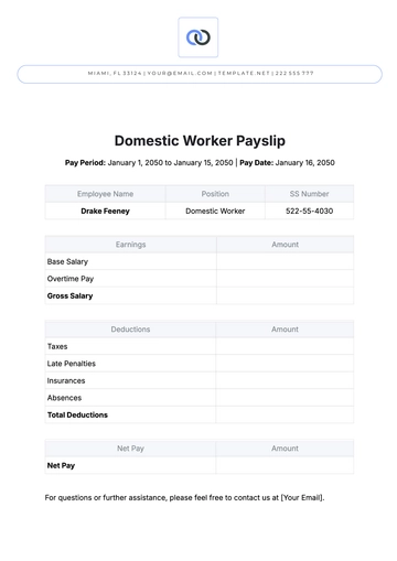 Free Domestic Worker Payslip Template to Edit Online