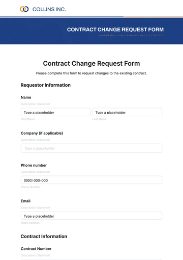 Free Contract Change Request Form Template to Edit Online