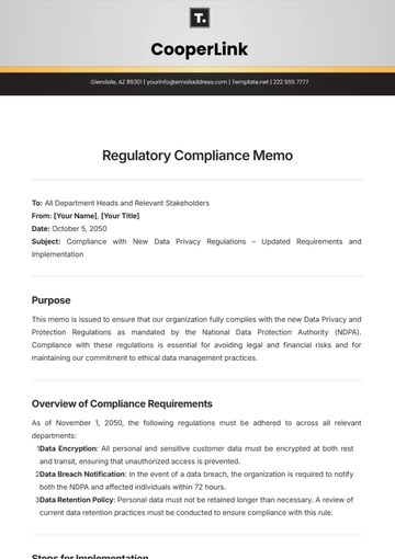 Free Regulatory Compliance Memo Template to Edit Online