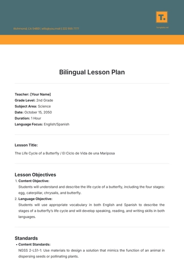 Free Bilingual Lesson Plan Template to Edit Online