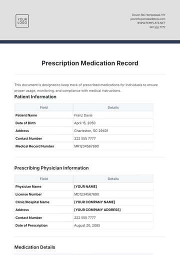 Free Prescription Medication Record Template to Edit Online Free Prescription Medication Record Template to Edit Online