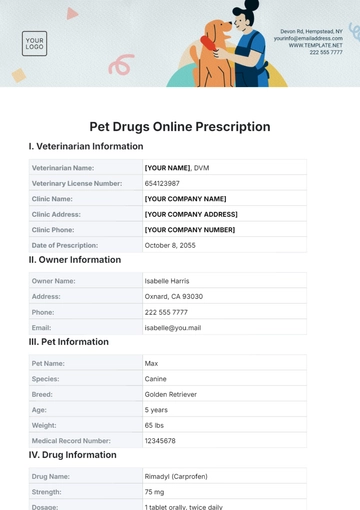 Free Pet Drugs Online Prescription Template to Edit Online