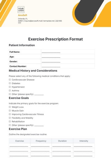 Free Exercise Prescription Format Template to Edit Online