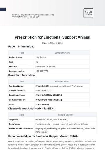 Free Prescription for Emotional Support Animal Template to Edit Online Free Prescription for Emotional Support Animal Template to Edit Online