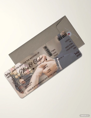 Editable Boarding Pass Wedding Invitation Template