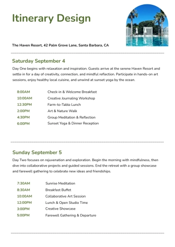 Free Itinerary Design Template to Edit Online Free Itinerary Design Template to Edit Online