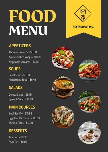 Free Food Menu Design Template to Edit Online