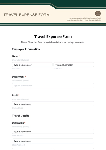 Free Travel Expense Form Template to Edit Online