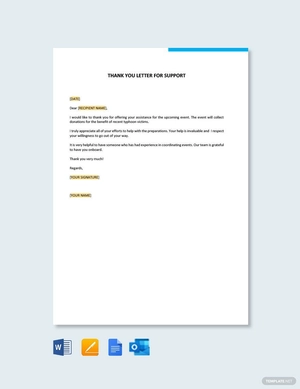 Thank You Letter for support