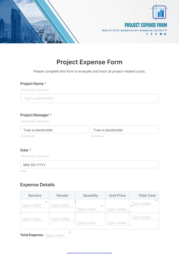 Free Project Expense Form Template to Edit Online