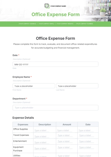 Free Office Expense Form Template to Edit Online