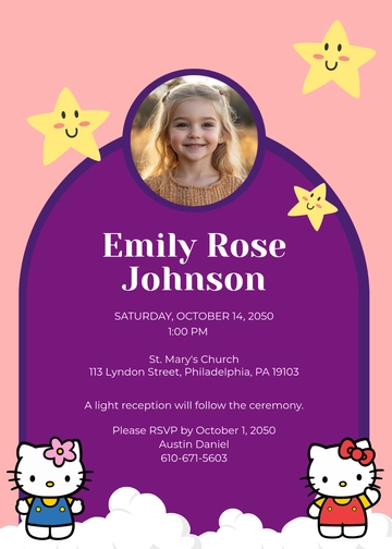 Free Hello Kitty Christening Invitation Template to Edit Online