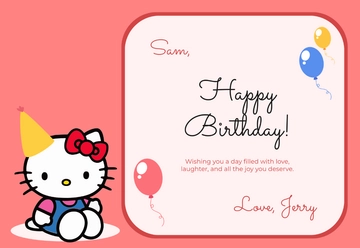 Free Creative Hello Kitty Card Template to Edit Online