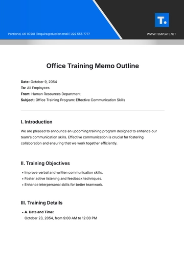 Free Office Training Memo Outline Template to Edit Online