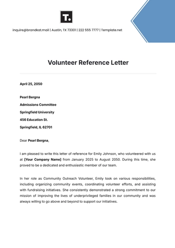 Free Volunteer Reference Letter Template to Edit Online
