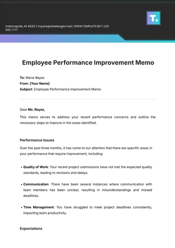Free Employee Performance Improvement Memo Template to Edit Online