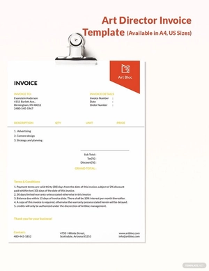 Art Director Invoice Template