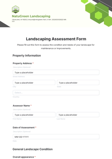Free Landscaping Assessment Form Template to Edit Online
