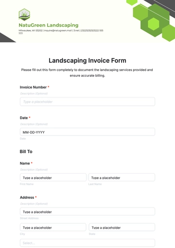 Free Landscaping Invoice Form Template to Edit Online