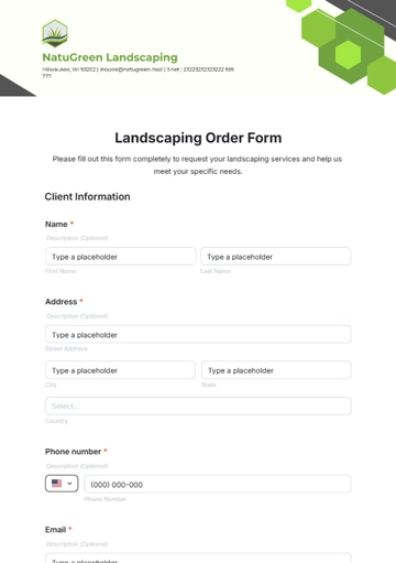 Free Landscaping Order Form Template to Edit Online