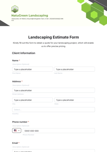 Free Landscaping Estimate Form Template to Edit Online