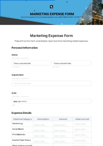 Free Marketing Expense Form Template to Edit Online