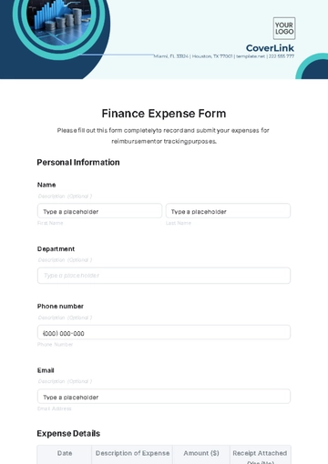 Free Finance Expense Form Template to Edit Online