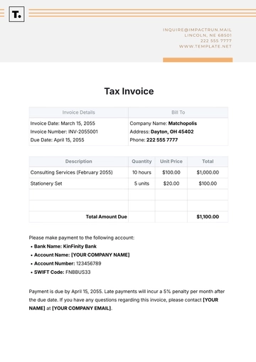 Free Tax Invoice Format Template to Edit Online
