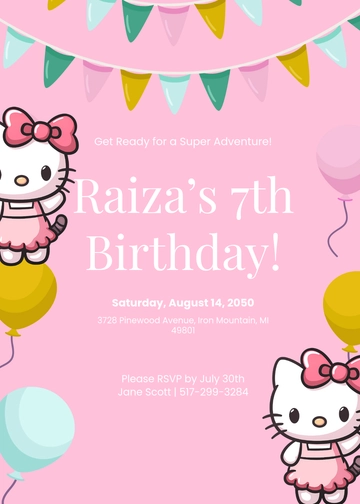 Free Hello Kitty Digital Invitation Template to Edit Online