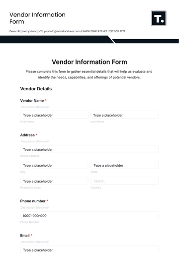 Free Vendor Information Form Template to Edit Online