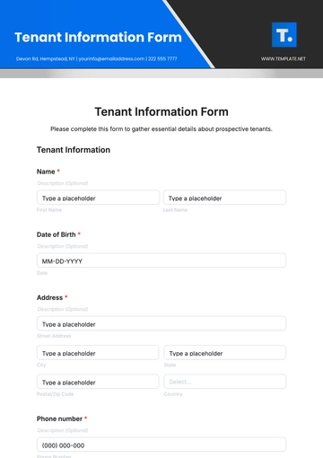 Free Tenant Information Form Template to Edit Online