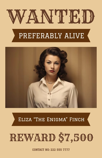 Free Creative Sepia Wanted Poster Template to Edit Online