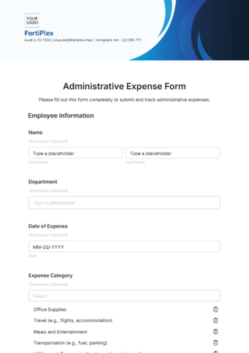Free Administrative Expense Form Template to Edit Online